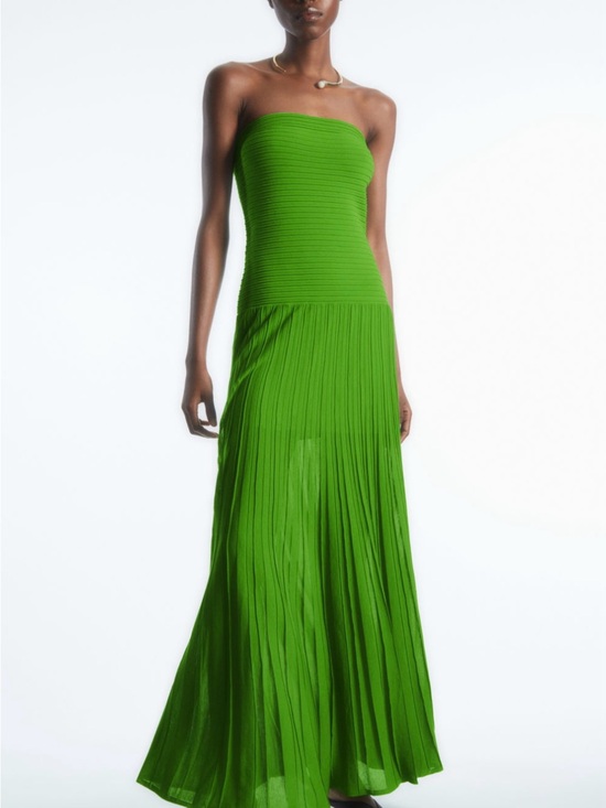 COS Dresses & Skirts - COS Strapless Bright Green Knitted Maxi Dress
